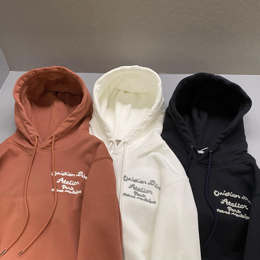 Men's Autumn and Winter Solid Colour Embroidered Logo Pullover Thickened Hooded Sweatshirt #97852