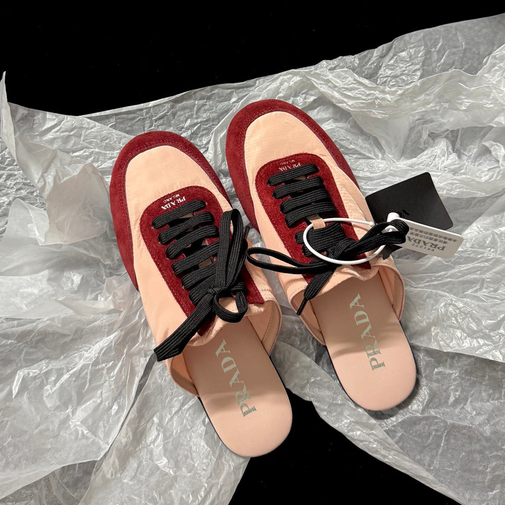 PR Women's Solid-color Nylon Fabric And Suede Low-top Lace-up Training Shoes #77761