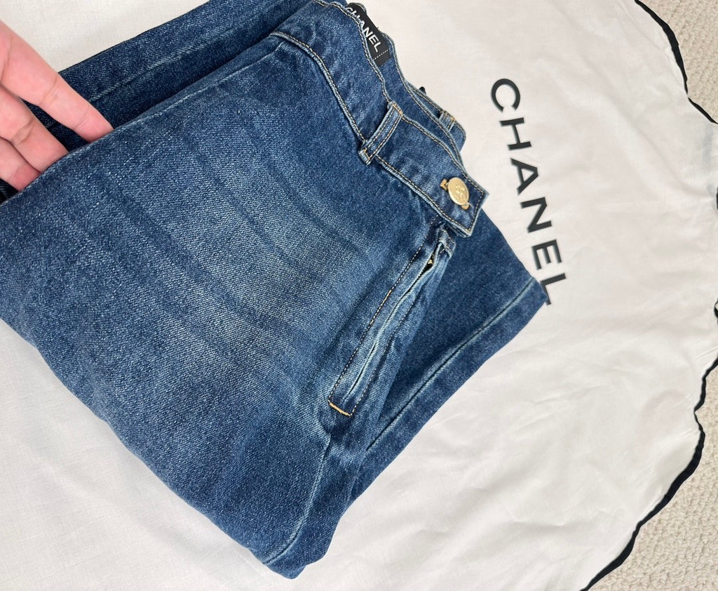 Women's Fall And Winter Blue Mid Waisted Denim Wide Legged Pants #73756