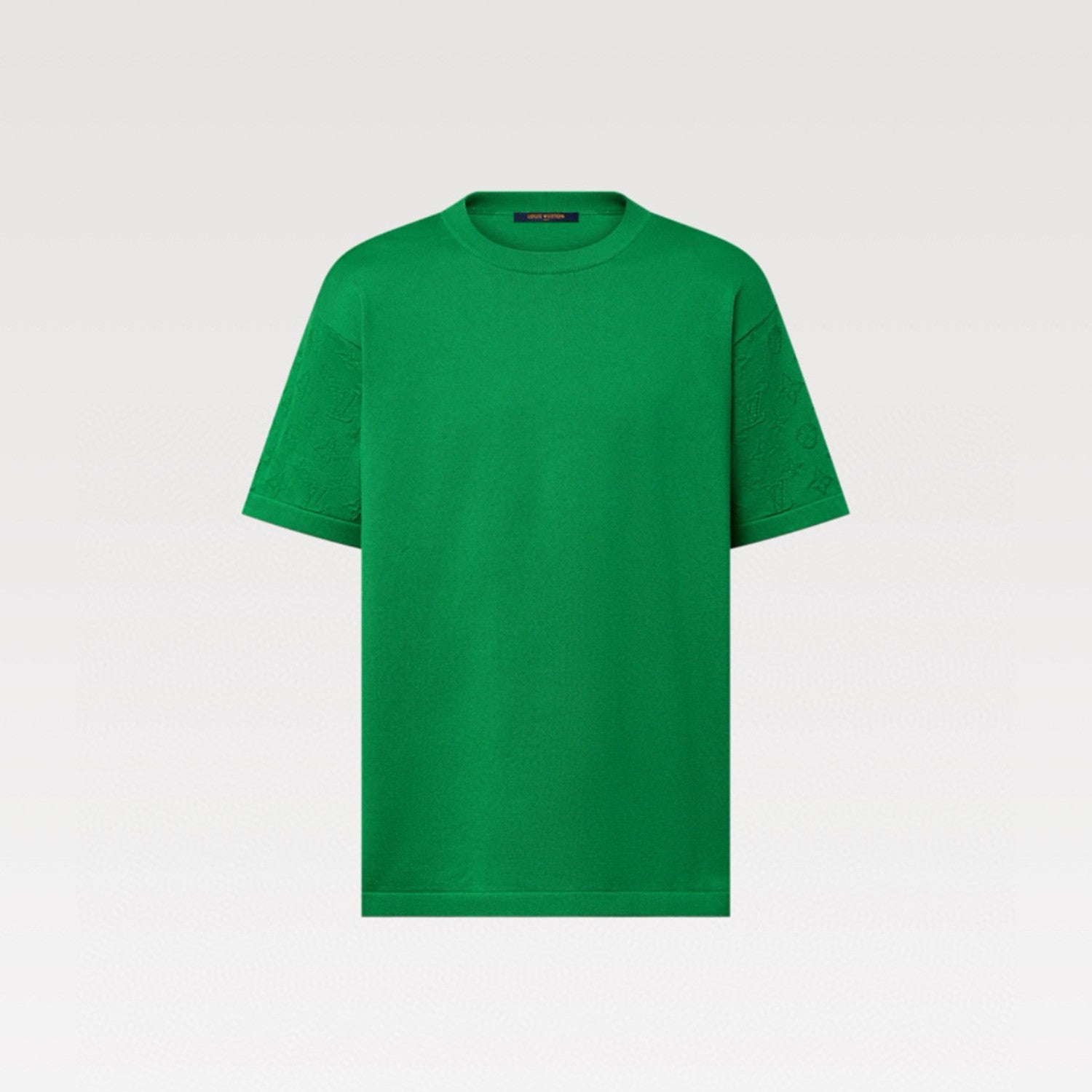 Men's Spring And Summer Jacquard Knit Round Neck Short Sleeve Solid Color Senior Casual Loose Cotton T-shirt #98721