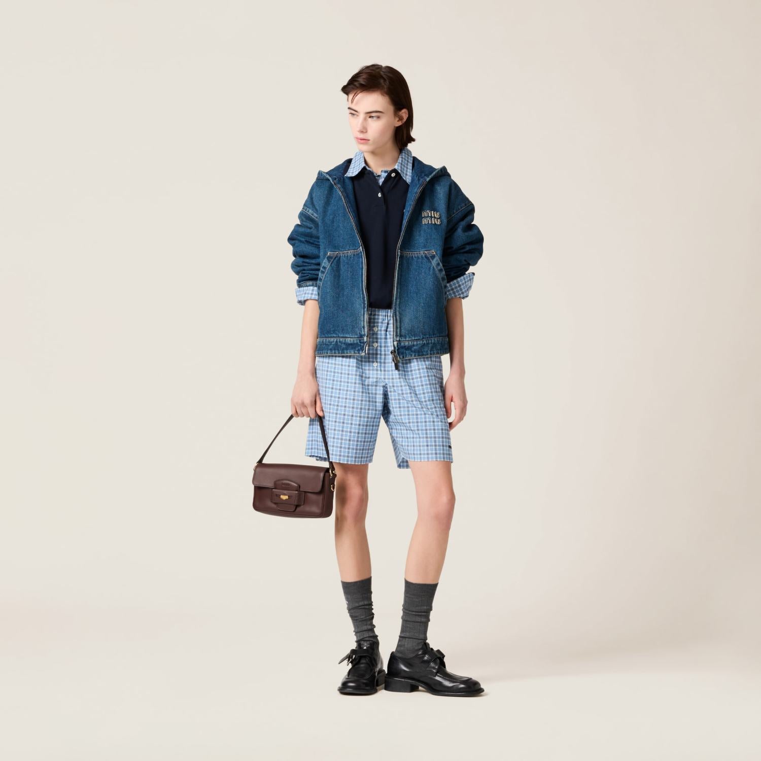 Women's Fall/Winter Denim Hooded Jacket with Zipper Pockets Retro Fashion Trend Dark Blue Jacket #193836