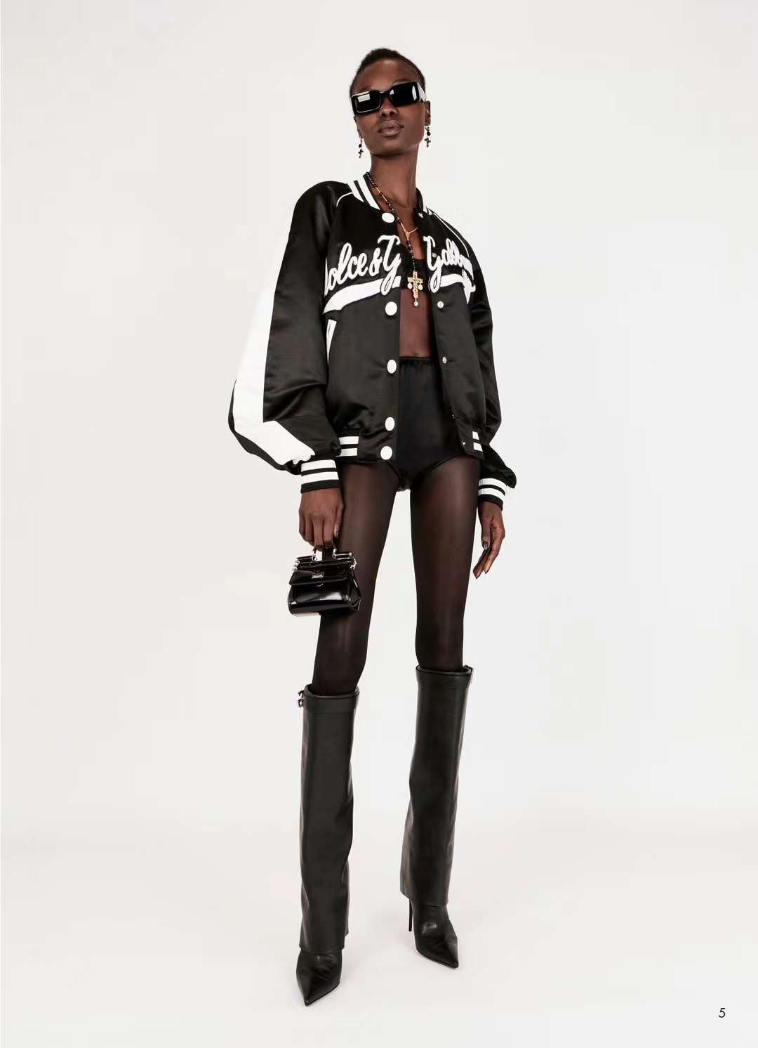 Women's Spring and Autumn Black and White Colorblocking College Style Cotton Baseball Clothes Single Breasted Long Sleeve Jacket #72661