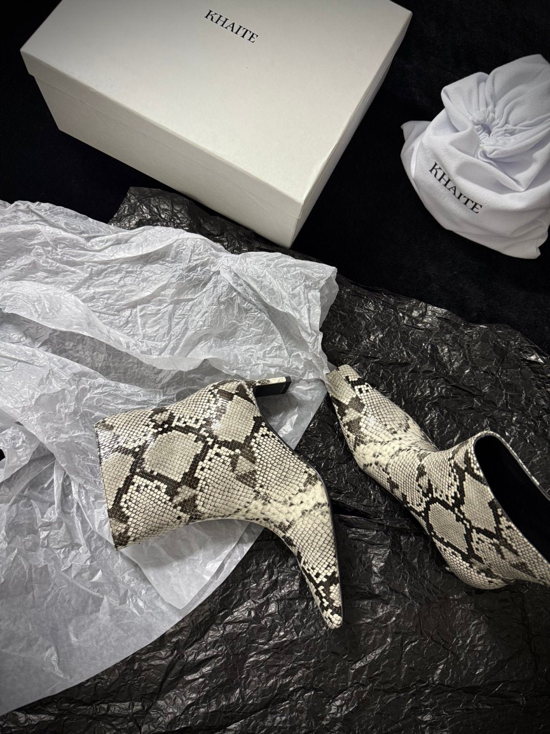 Khaite Ona Ankle Boot  Women's Fashionable Autumn/winter Mid-calf Boots Stylish Fashionable And Sexy Snake-print Short Shoes #2171