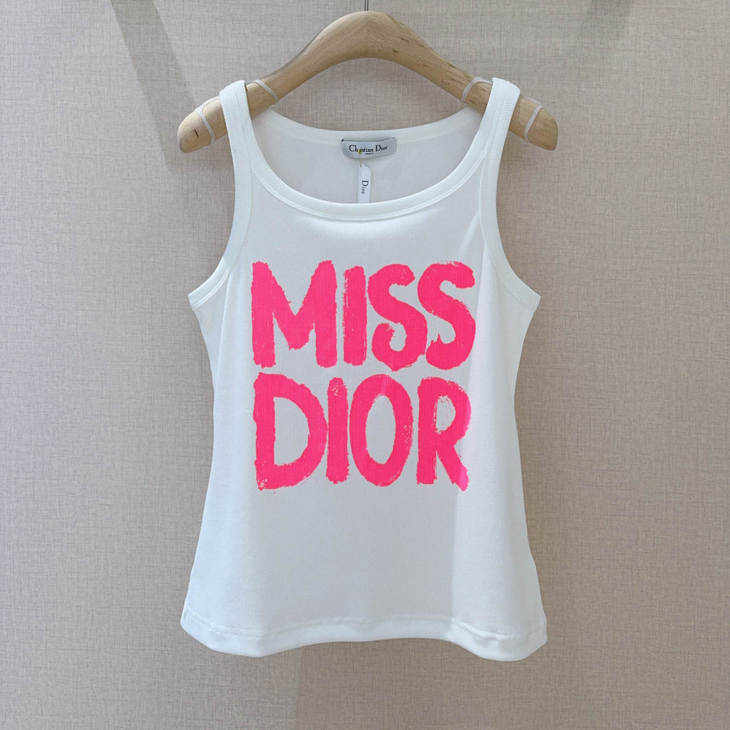 Women's Summer Fashion Casual Crew Neck Pullover Sleeveless Tank Top with Hand-Painted Print and Letter Embellishments Vest #78786