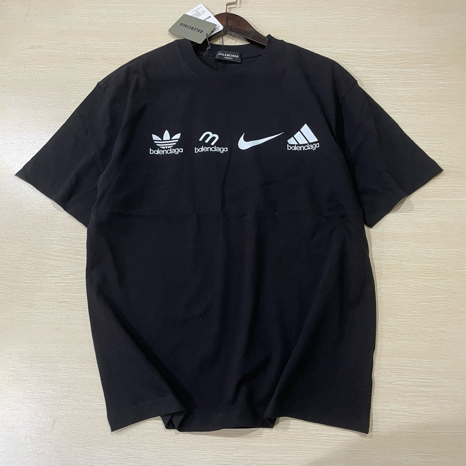 Men's Summer Black and White Cotton Round Neck Short Sleeve T-Shirt #97777