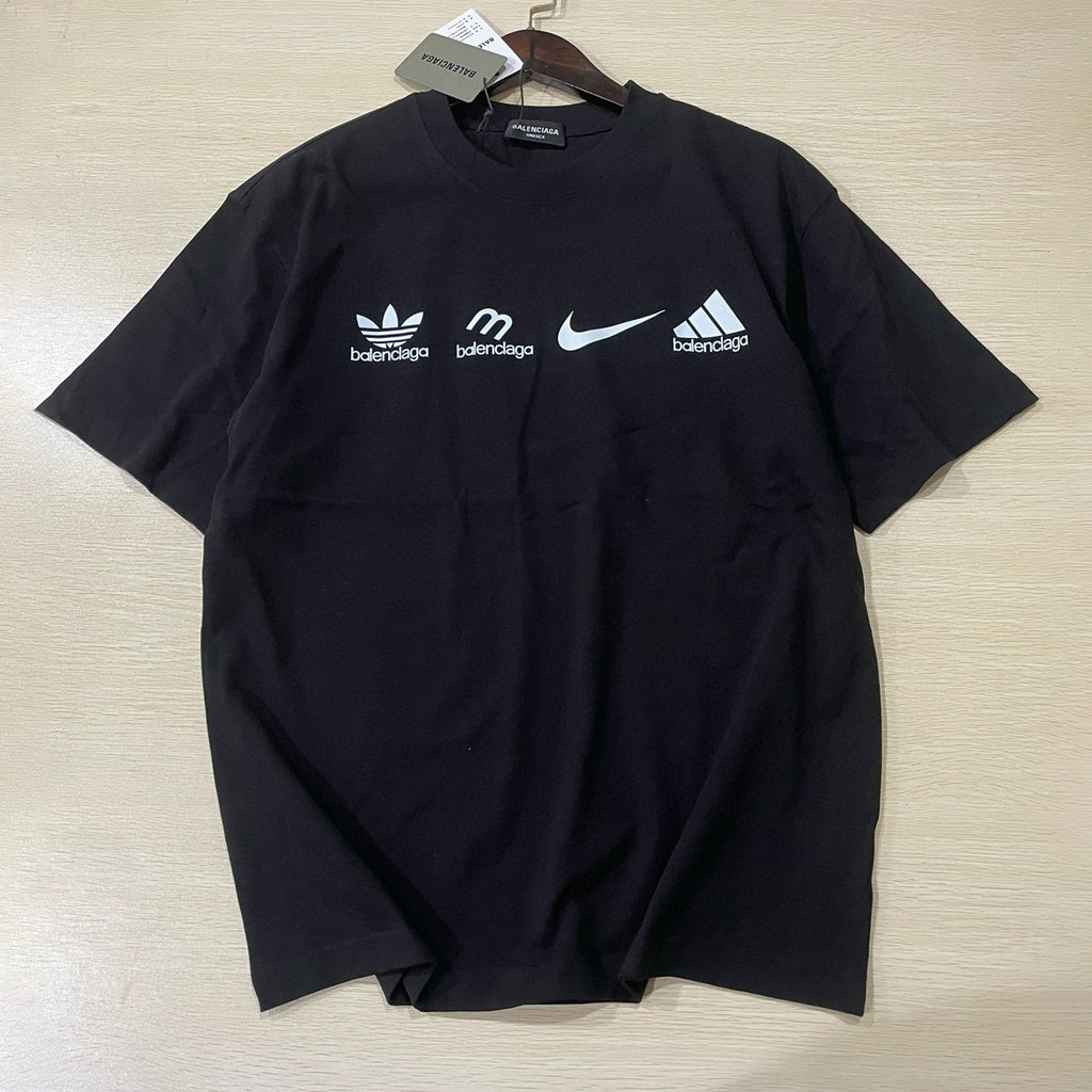 Men's Summer Black and White Cotton Round Neck Short Sleeve T-Shirt #97777