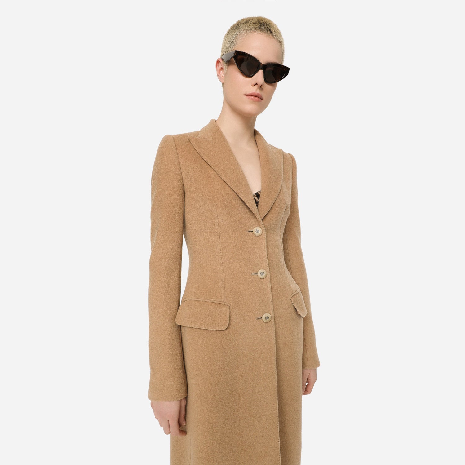 Women's Autumn And Winter Solid Color Wool Single Breasted Medium Length Long Sleeve Coat Ngvp #8955