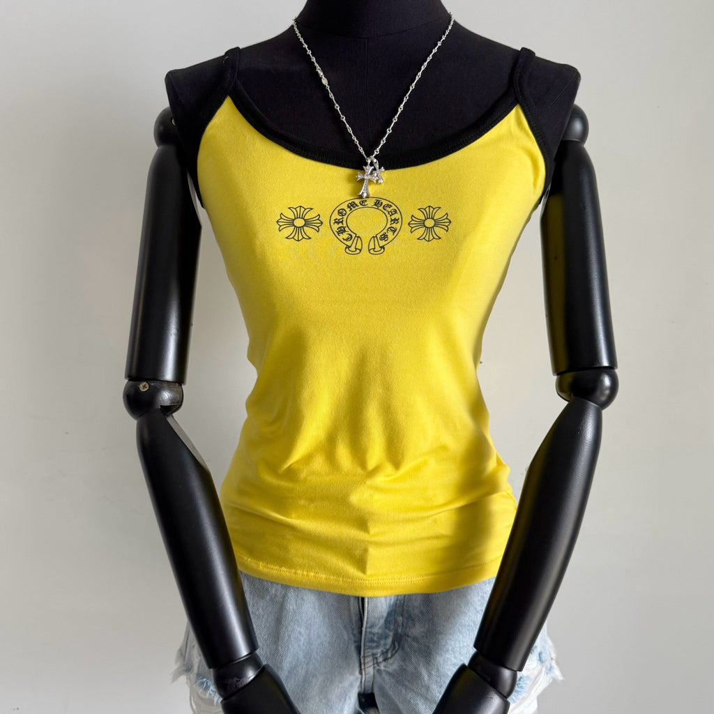 Women's Summer Fashion Casual Solid Color Logo Pattern Printed Pullover Tank Top Vest #78336