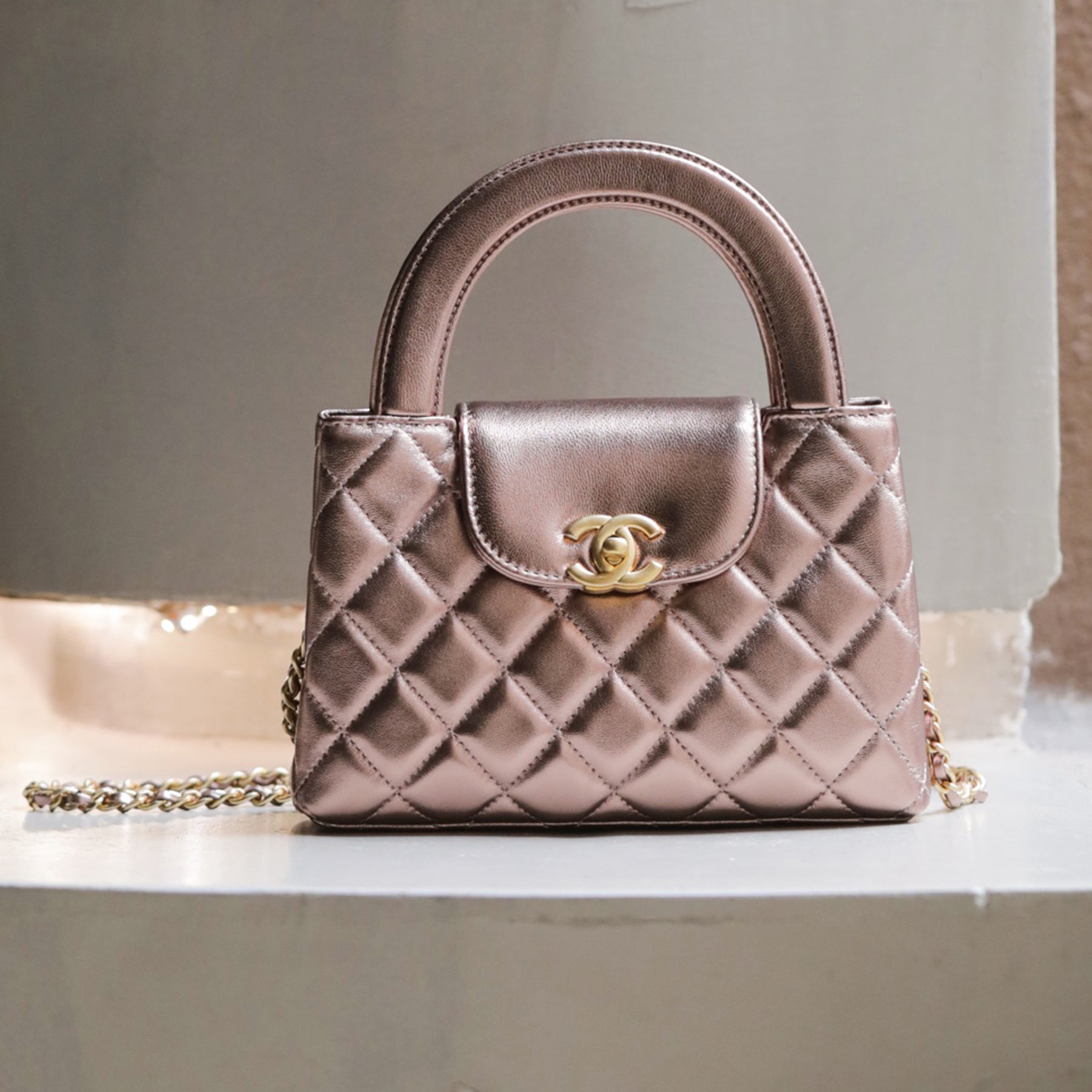 25p Century Vintage Collection Kelly Clutch With Flap Elegant Metal Chain Shoulder Bag Bgas #82165A