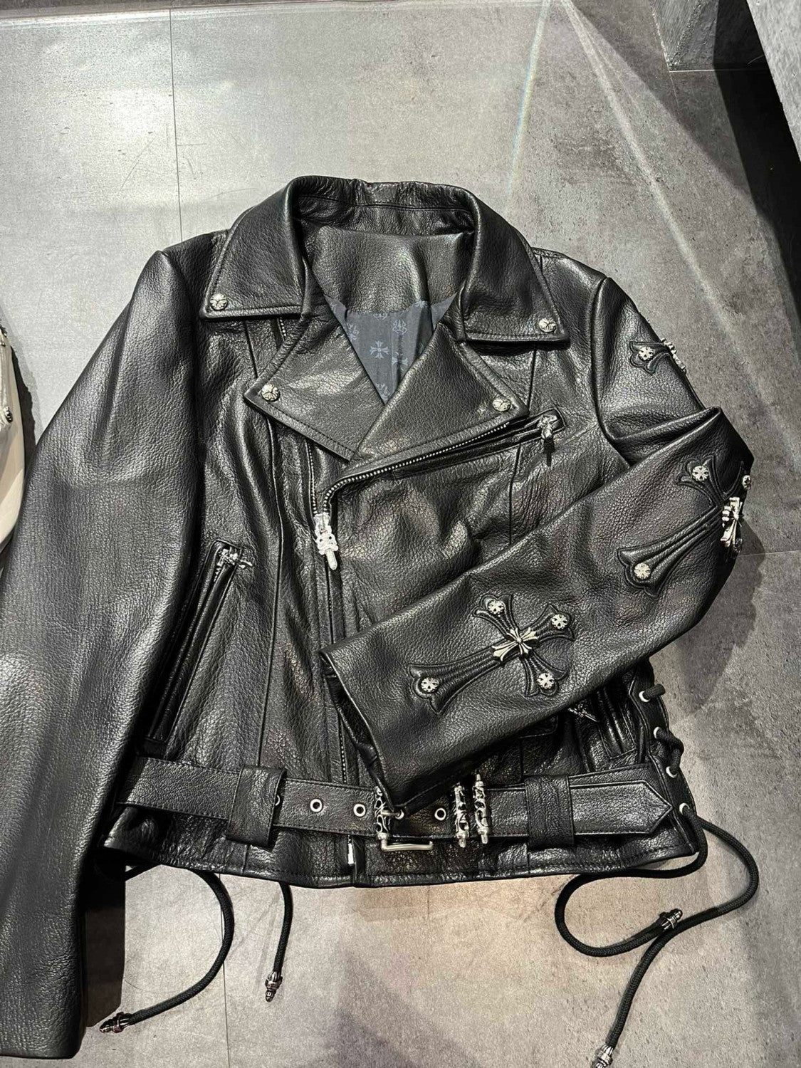 Women's Autumn and Winter Solid Color Slant Zipper Sheepskin Long Sleeve Lapel Biker Jacket #98464