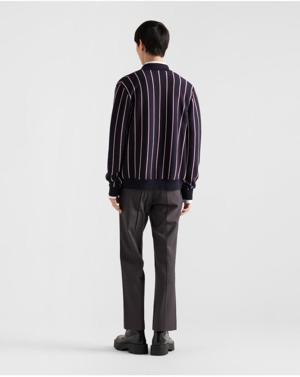 men's Fall/winter 2025 Striped Embroidered Long-sleeve Sweater Single-button Fashion Loose-fit Cardigan #81938A