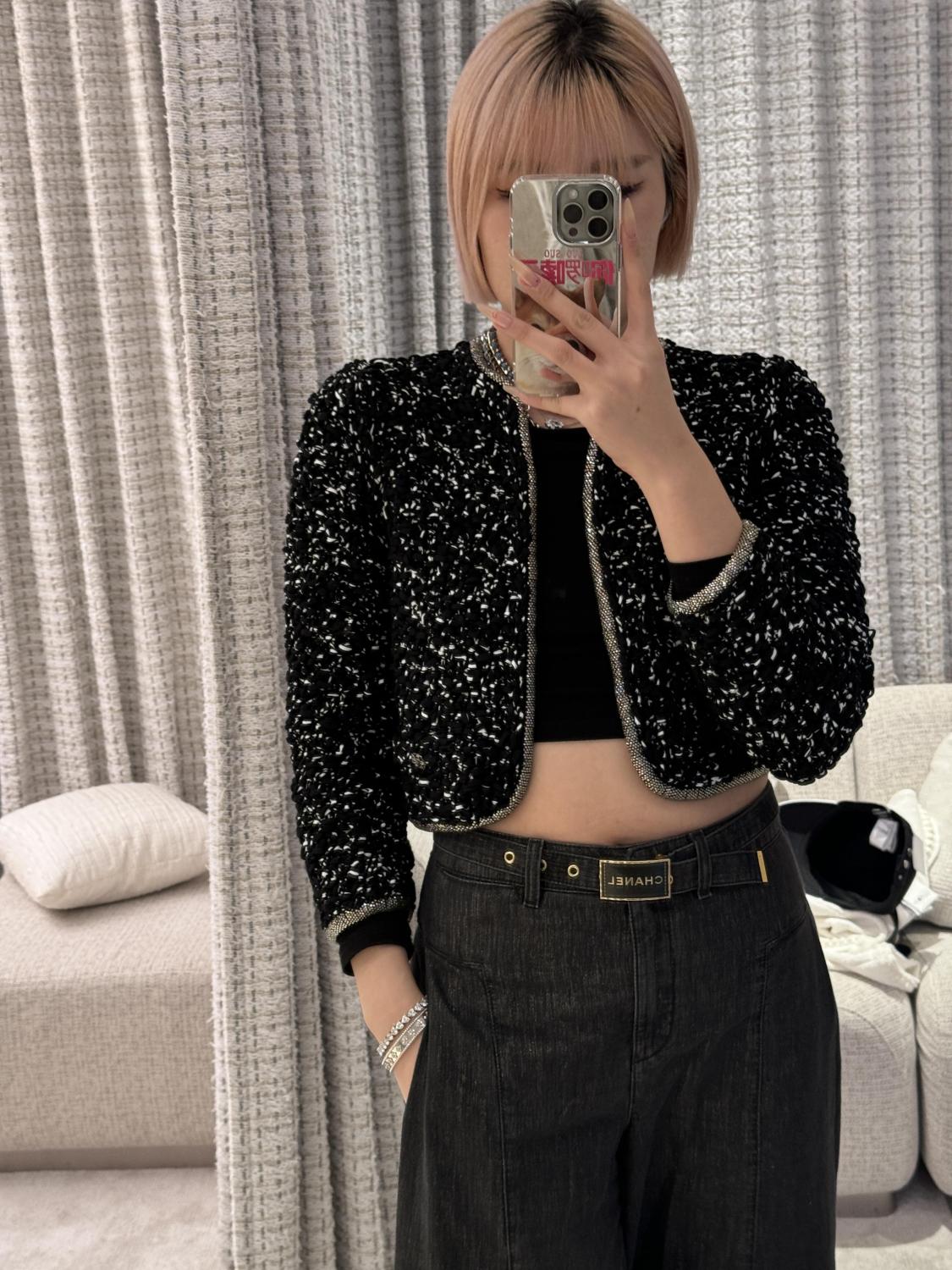 Women's Vintage Spring/Fall Rhinestone-Embellished Color-Block Cotton Knit Cardigan Jacket Ngvp #2395