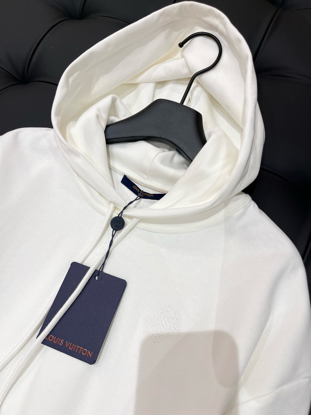 Men's Spring and Autumn White Logo Letter Embroidery Long Sleeve Hooded Sweatshirt Pullover #98836