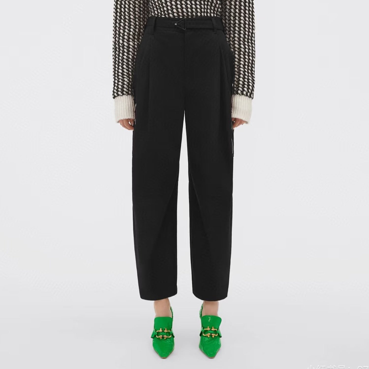 Men's Women's Fall/winter Wool Tweed Wide Leg Suit Pants With Belt Draped Cargo Casual Pants Ngvp #1644