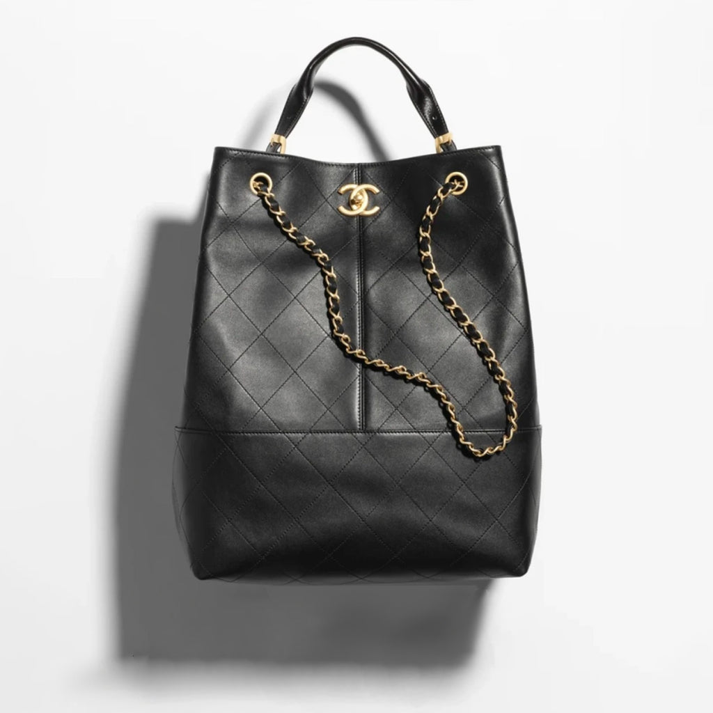 25a Hobo Full-leather Black & Gold Vertical Tote Bag Stylish Luxury Shimmering Shoulder Bag Handheld Large Capacity Bags  #82166A