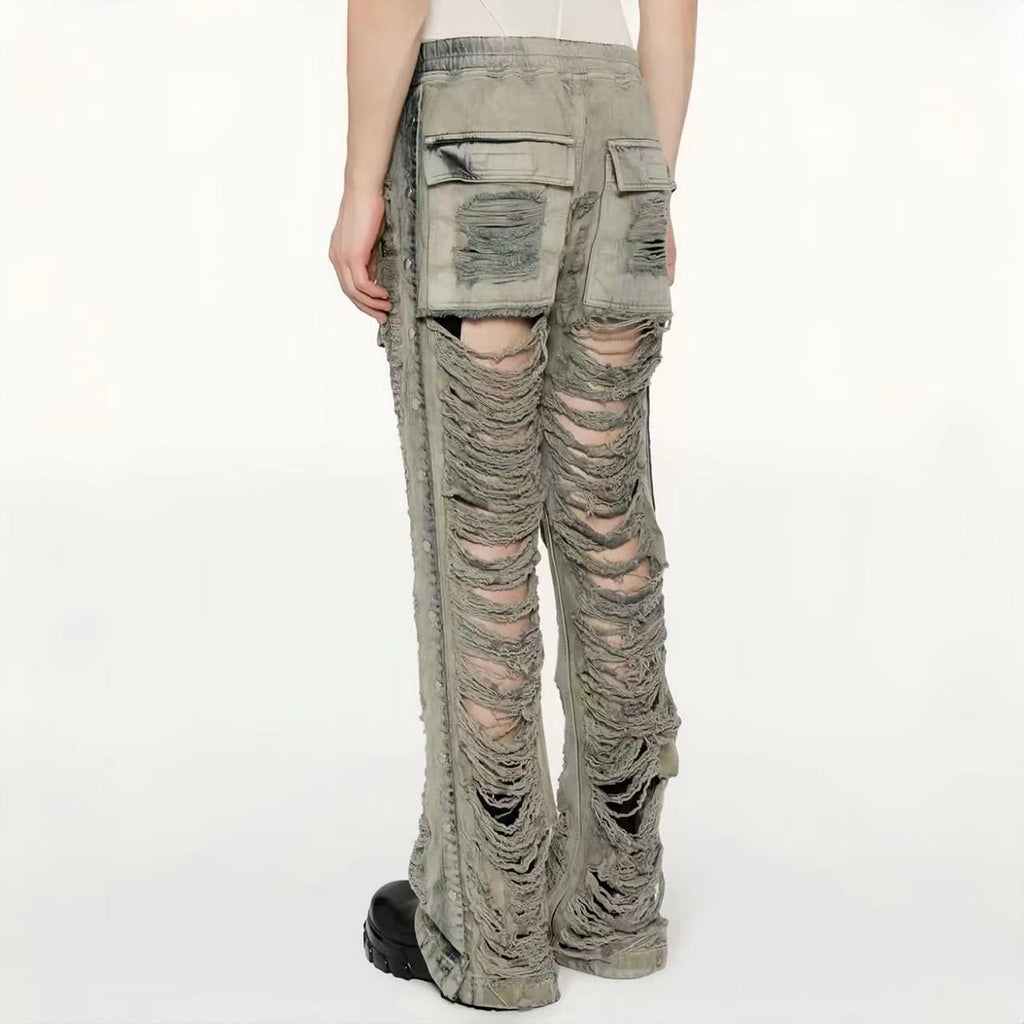 DRKSHDW Men's And Women's Fall And Winter Fashion High Street Broken Hole Jeans Trend Do Old Wide-leg Pants Ngvp #7657