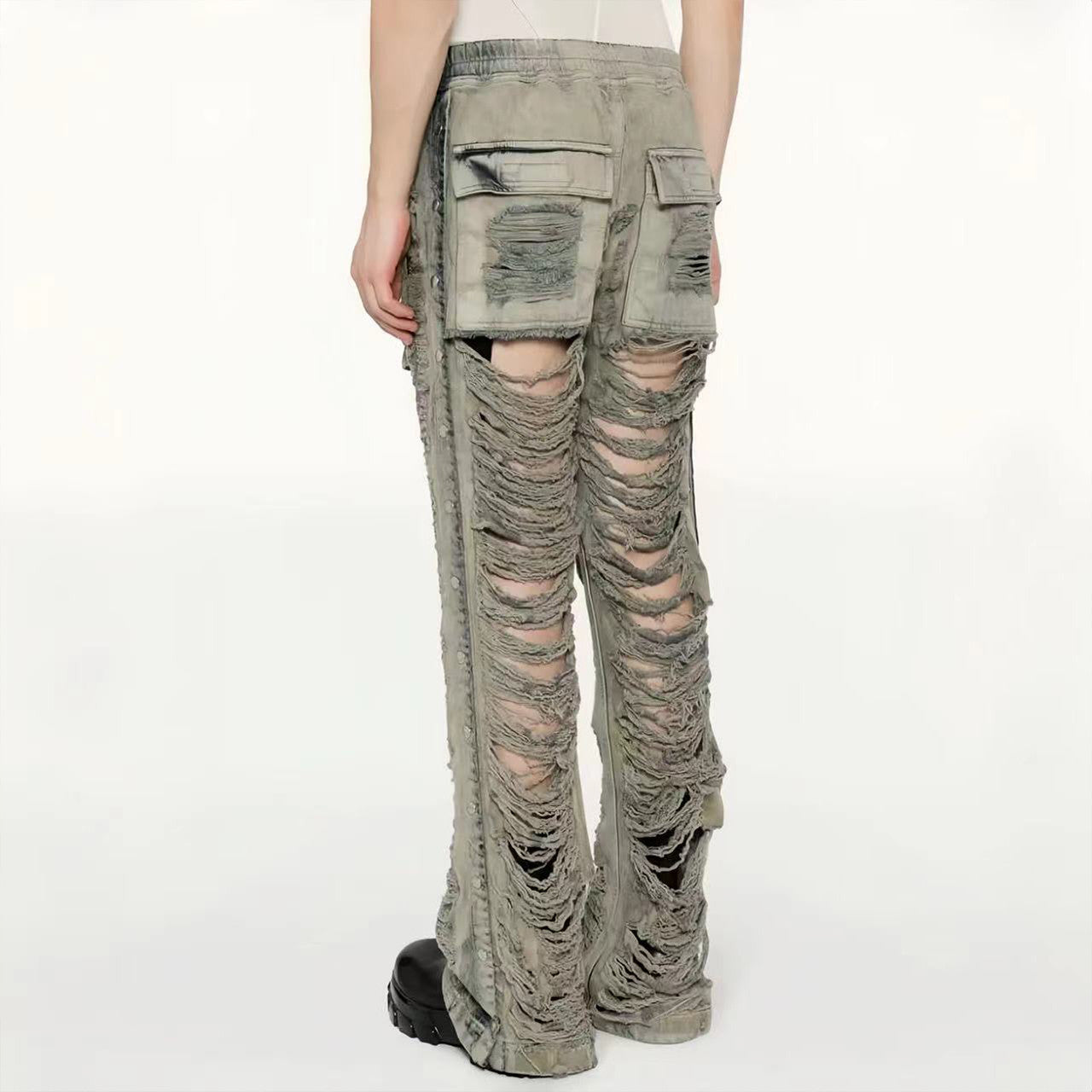 DRKSHDW Men's And Women's Fall And Winter Fashion High Street Broken Hole Jeans Trend Do Old Wide-leg Pants Ngvp #7657