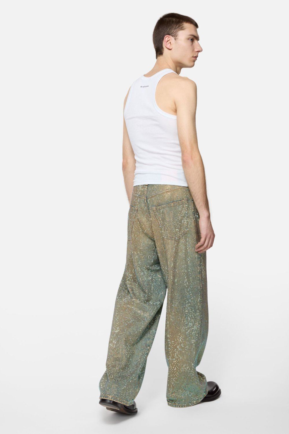 Acne Studios Men's & Women's Vintage Flocked Graffiti Print Summer Crew Neck Sleeveless Pullover Solid Color Tank Top Vest #81755