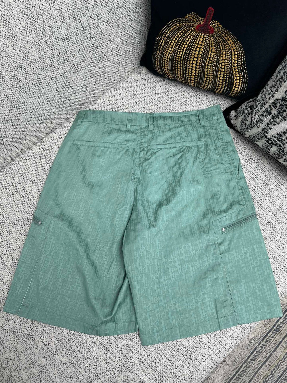 Men's Summer Solid Color Letter Print Zipper Pocket Casual Beach Shorts #75913