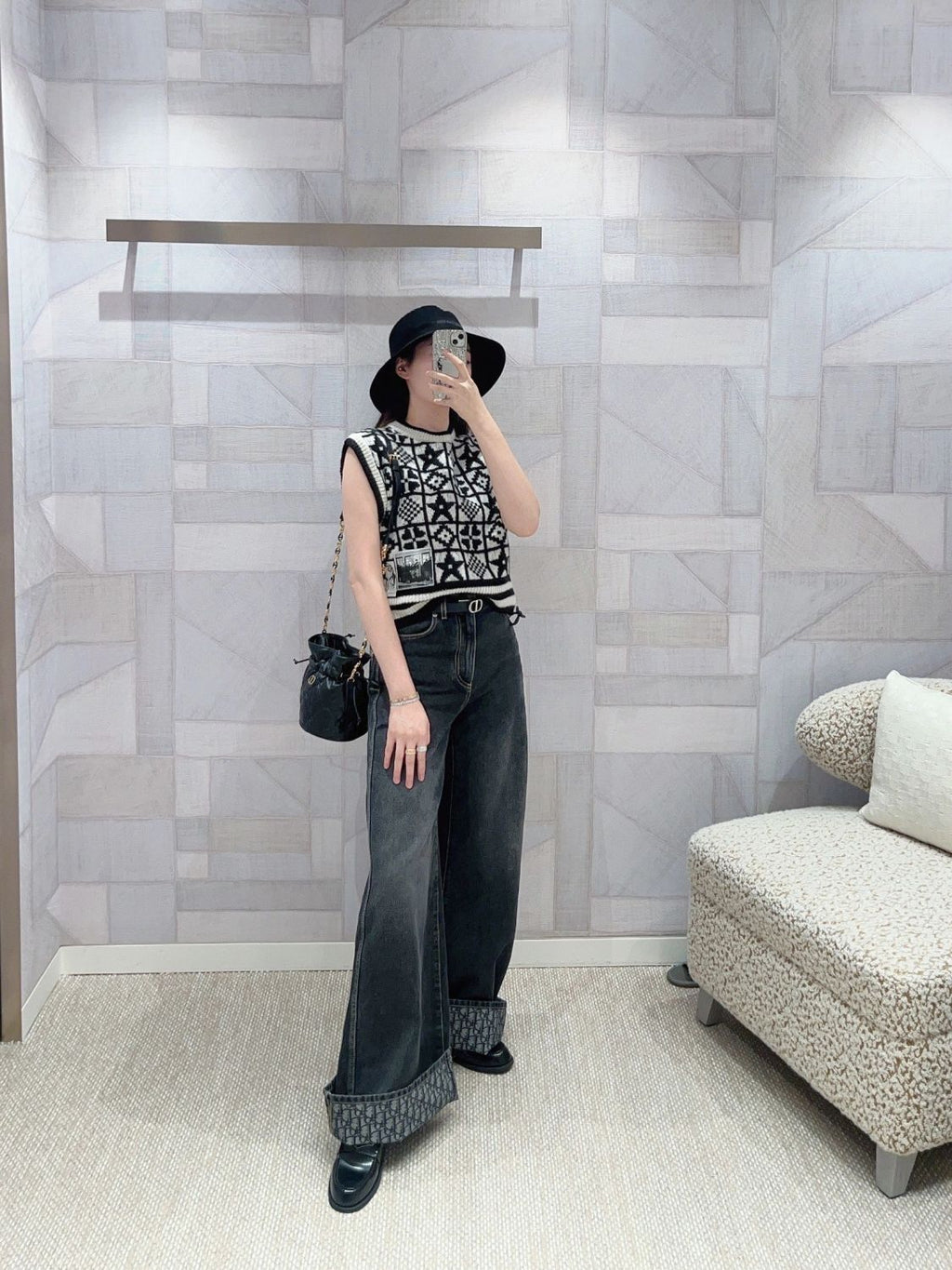 Women's Four Seasons Solid Color Wide Leg Flared Pants Casual High Waist Denim Pants #71919