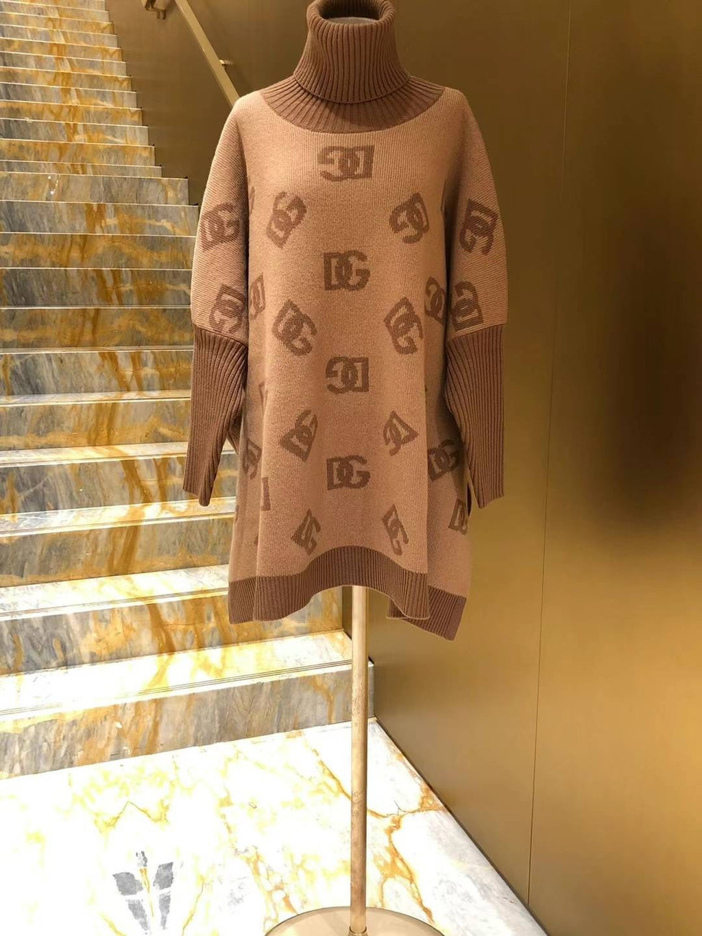 Women's Spring and Autumn Khaki Wool Turtleneck Sweater Pullover #72652