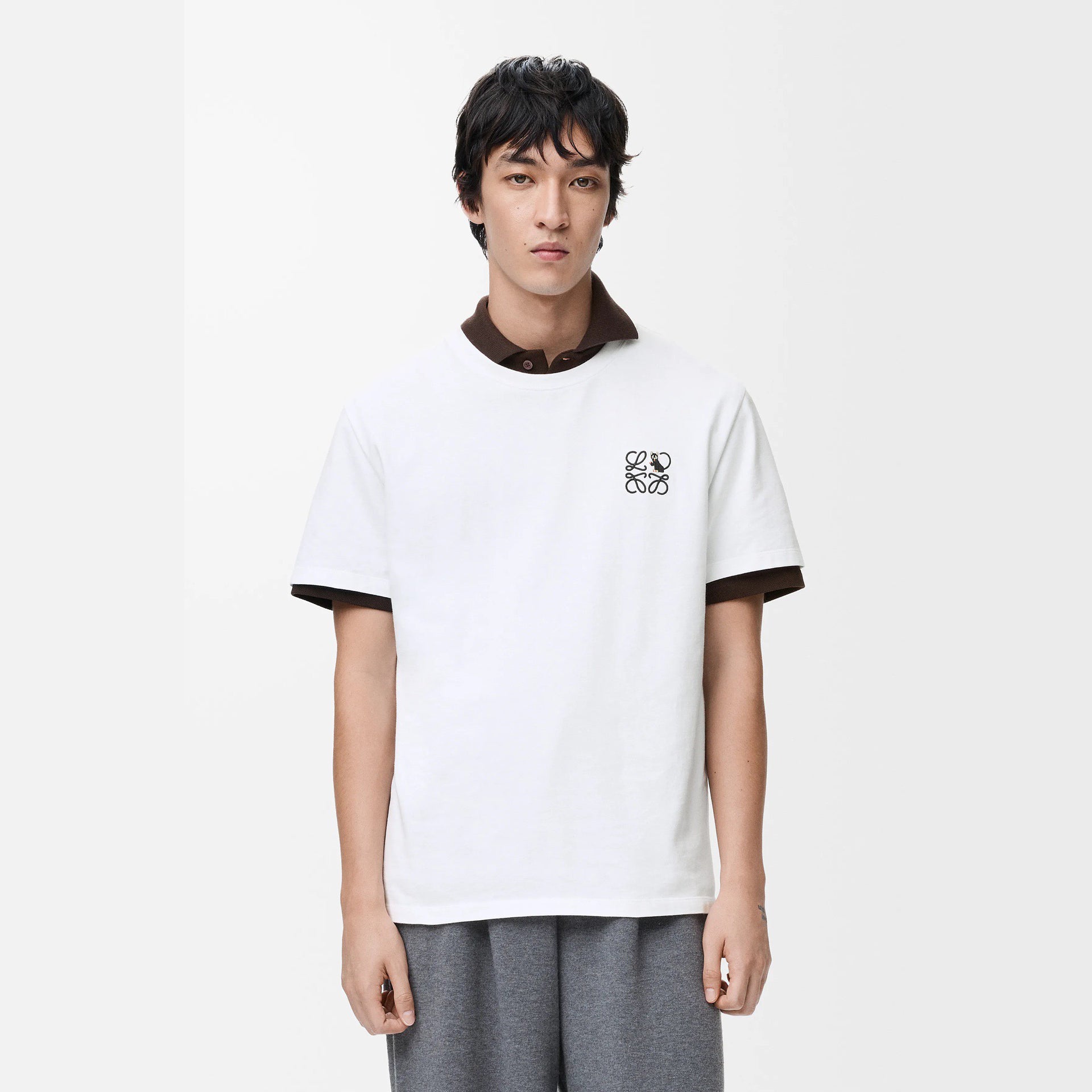 25 New Arrival Unisex Cotton Embroidered T-Shirt with Kitten and Brand Logo Embroidery. Crew Neck. Drop Shoulder Design #83173A