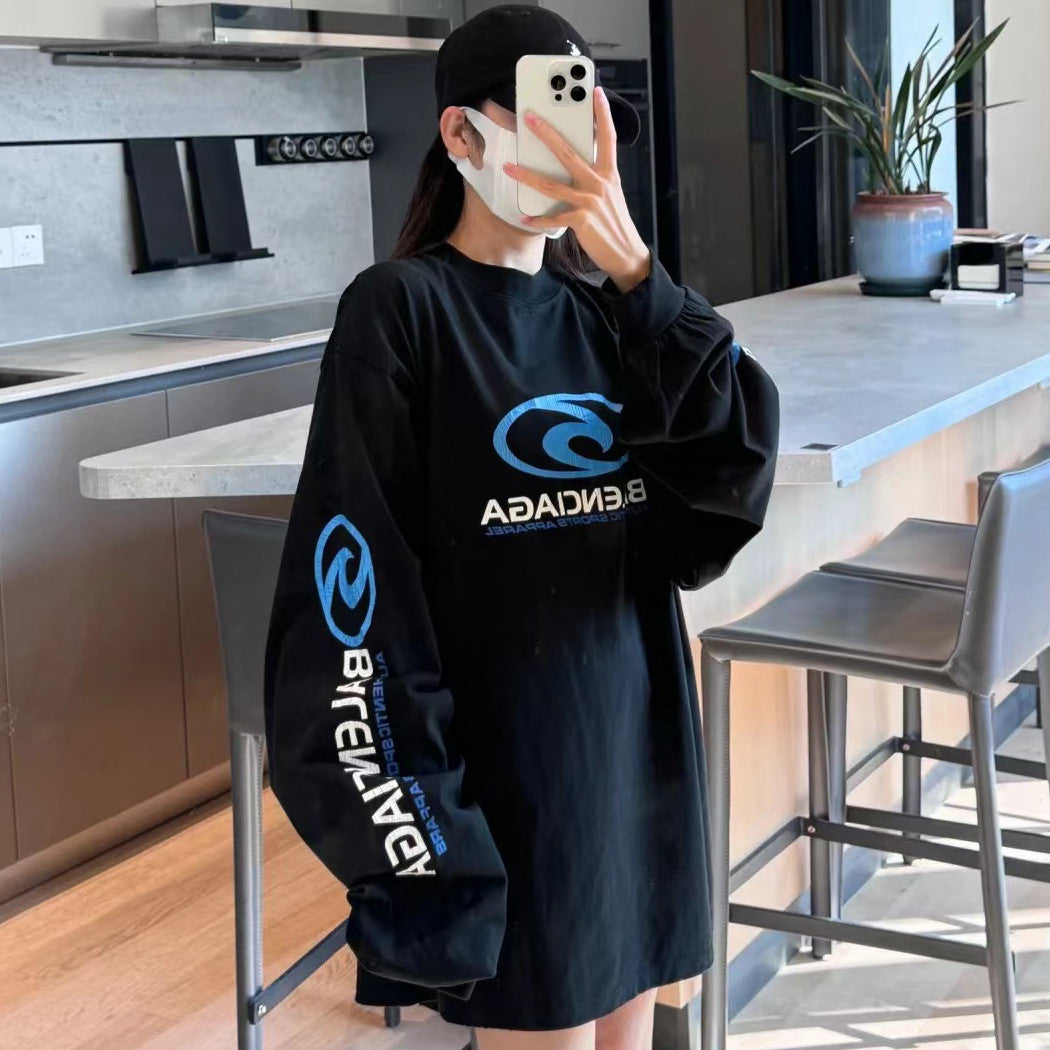 Men's and Women's Spring and Autumn Letter Printed Round Neck Cotton Raglan Sweatshirt Pullover #97891