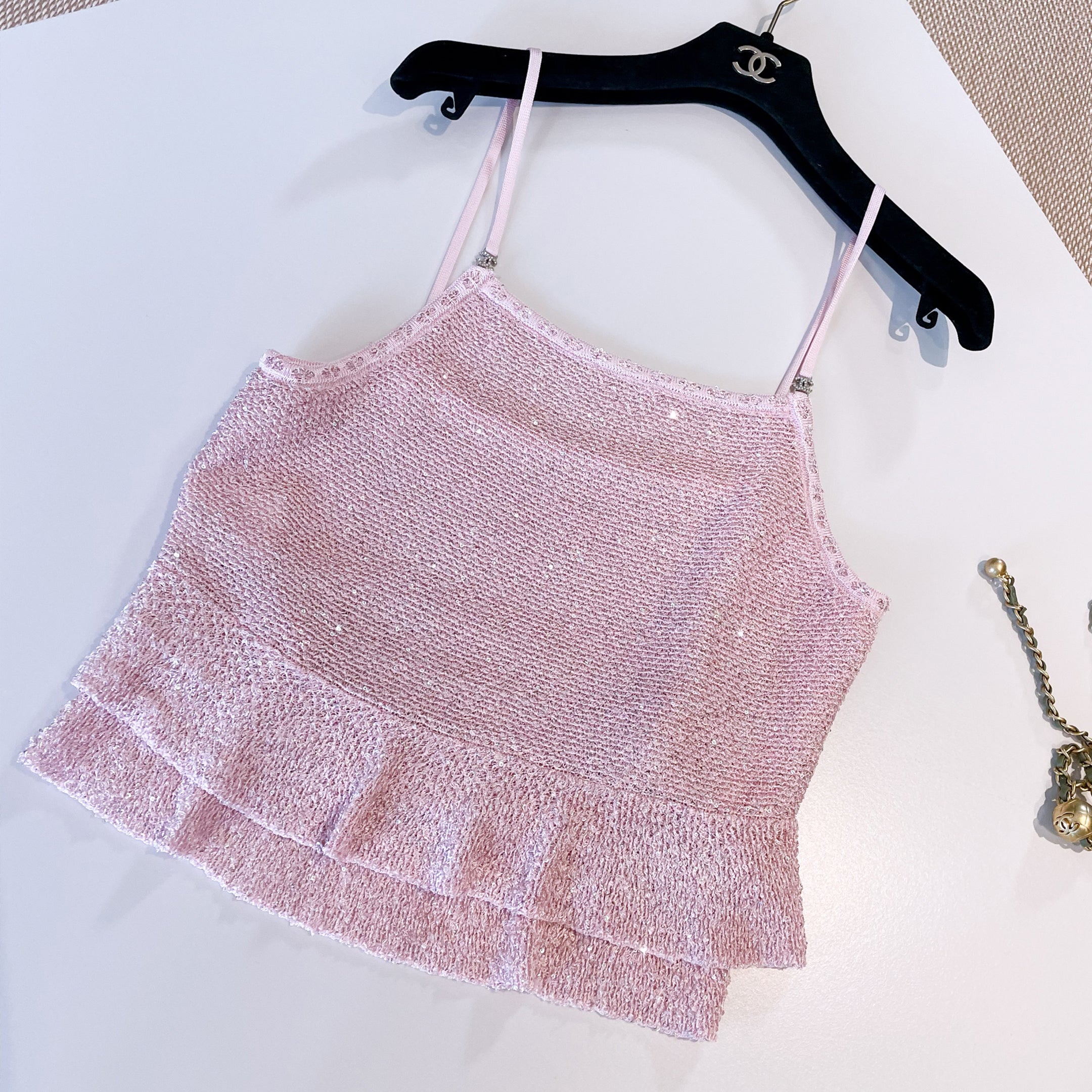 Women's Spring/Summer Sequins Lace Solid Color Casual Camisole Vest Ngvp #1397