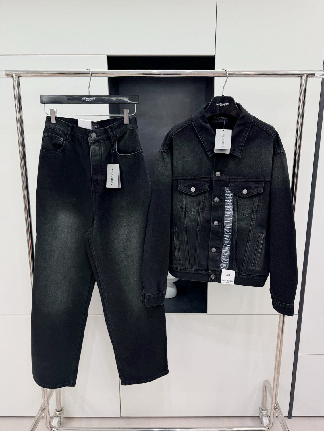 Denim Size Sticker Baggy Men's And Women's Spring And Fall Washed Single Breasted Loose Fit Denim Jacket Jeans Pants Suit Set #98772