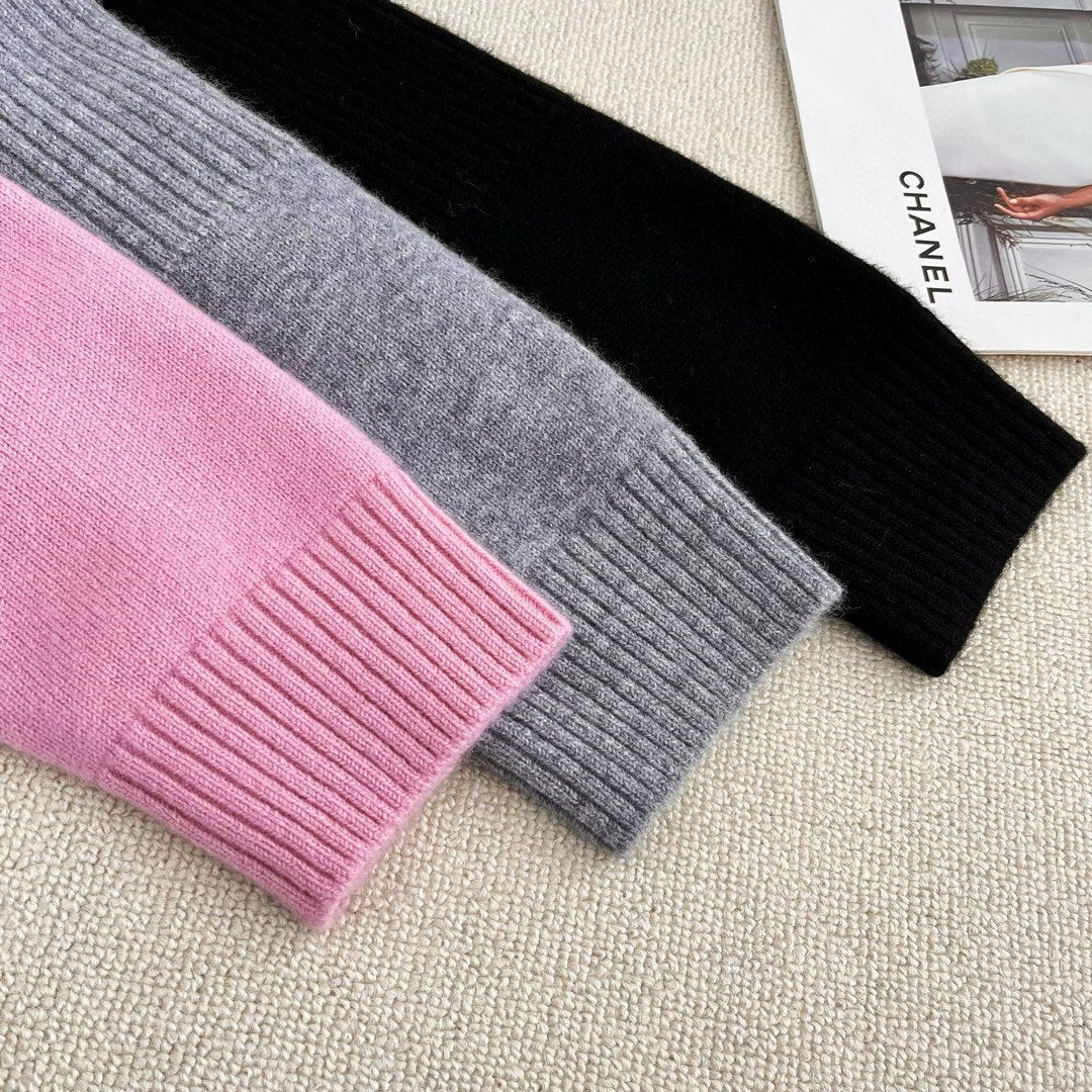 Women's Spring And Autumn Solid Color Round Neck Single Breasted Long Sleeved Knit Sweater Jacket #73426