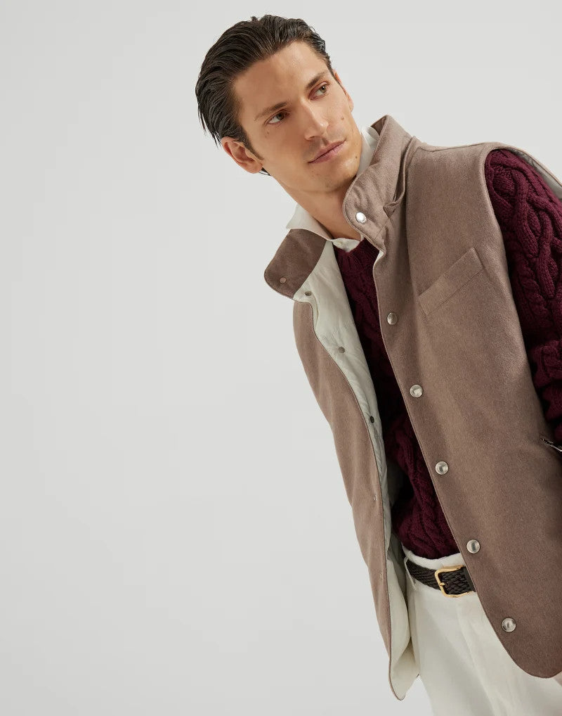 BC Men's Spring/Autumn Detachable Hooded Solid Color Single-Breasted Bonded Wool Flannel Down Vest Ngvp #2293