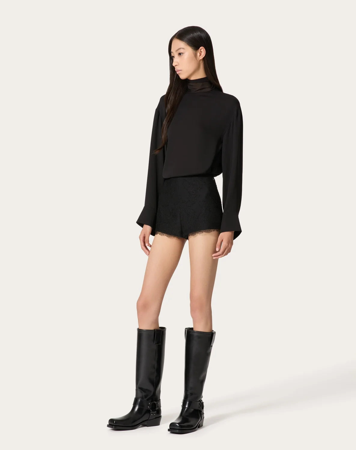 Women's Summer Floral Lace Straight High Waist Casual Black Fit Shorts Ngvp #9526