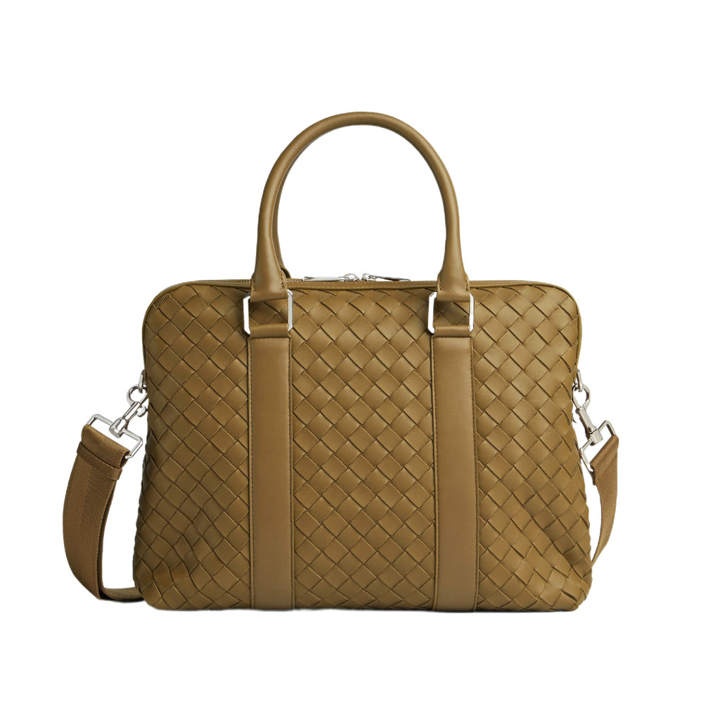 BV Intrecciato Men's Solid Color Adjustable Detachable Shoulder Strap Woven Calfskin Briefcase Handbag Bag Bags #77473