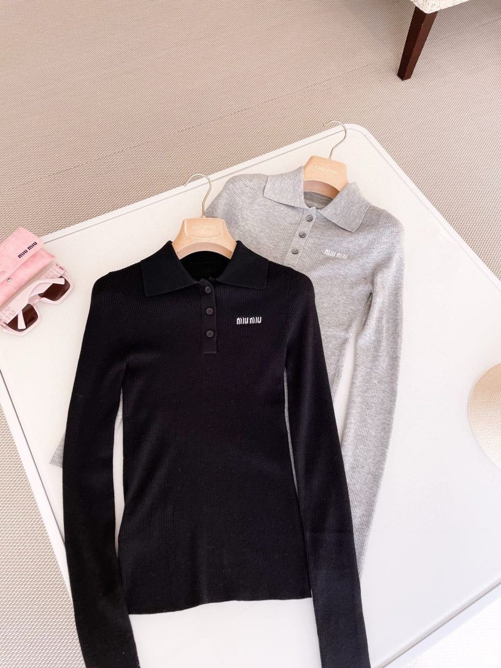 Women's Solid Color Logo Letter Print Casual Cashmere Long Sleeve Polo Shirt Top #72844