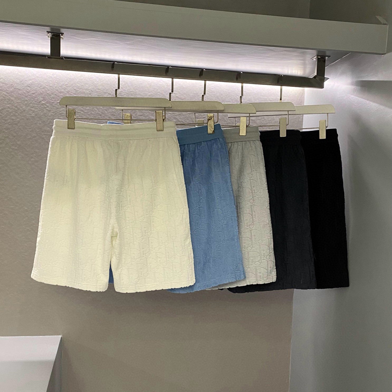 Men's Summer Monogrammed Jacquard Solid Color Lace-Up Shorts Pants #98871