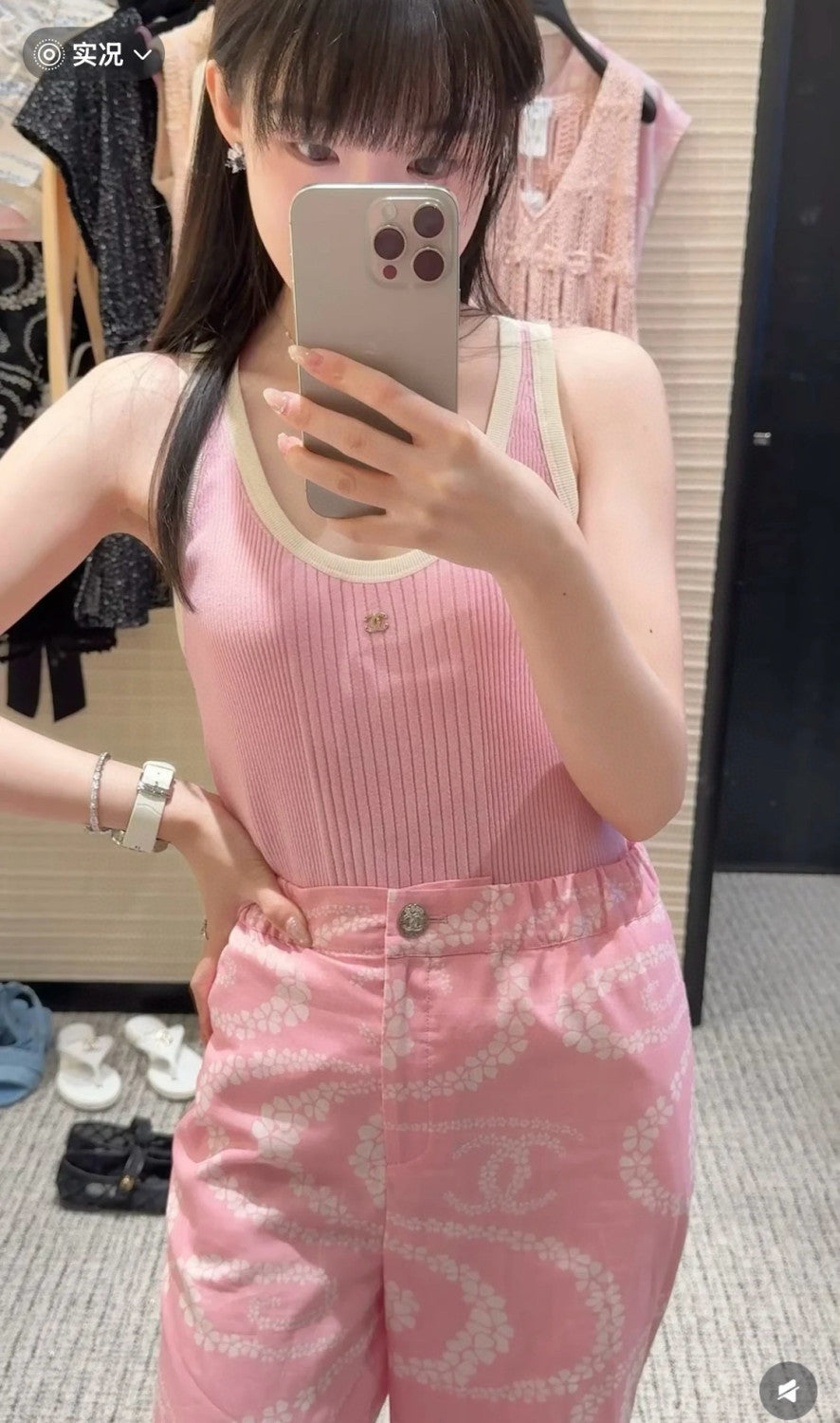 Women's CoCo Beach Collection Logo Printed Seasonal Solid Color Wide Leg Pants Casual Trousers #77266