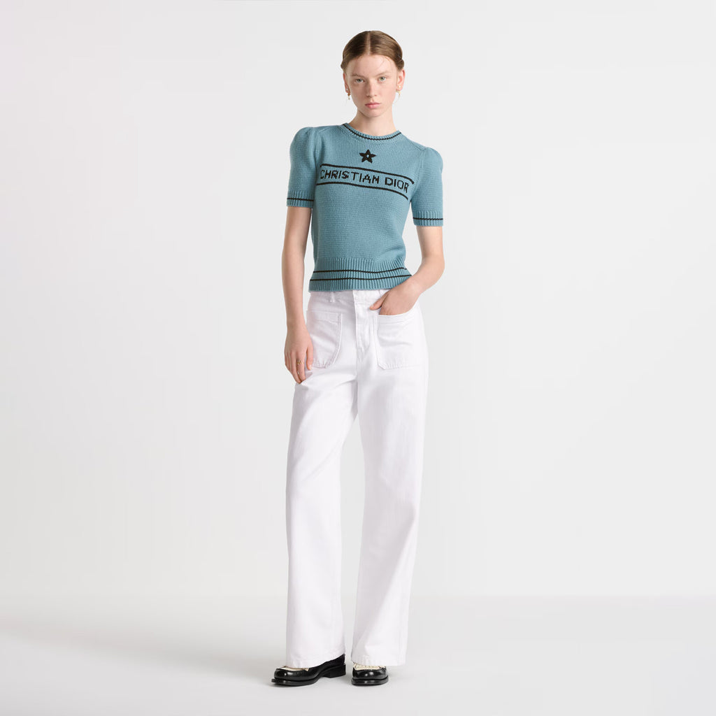 Women's Wool Blend Knit Short Sleeve Top Round Neck Fashion Temperament Short T-Shirt Knitwear #81137