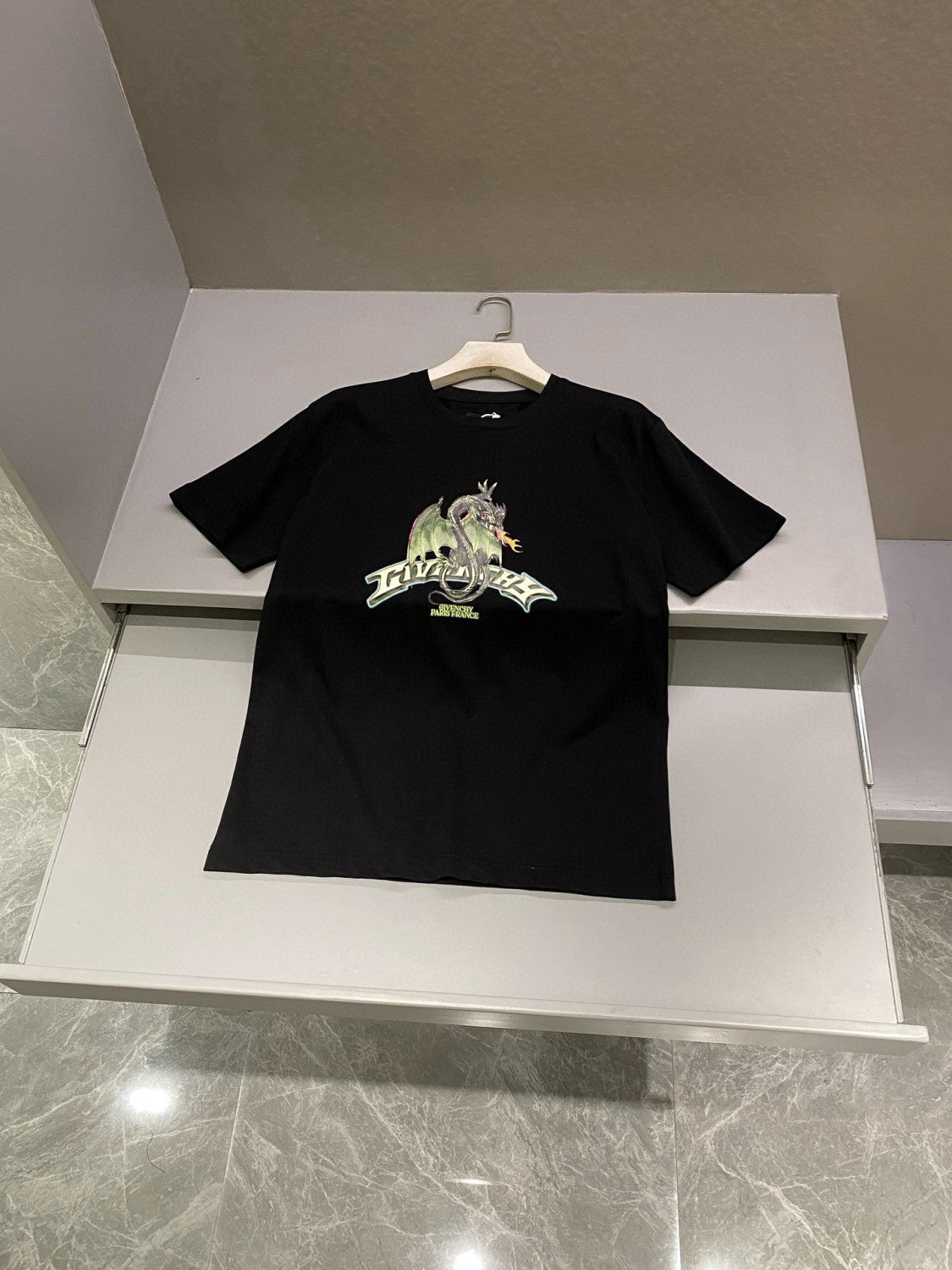 Men's And Women's Summer Letters Cartoon Pattern Printing Black Round Neck Cotton Short Sleeve T-shirt #98499