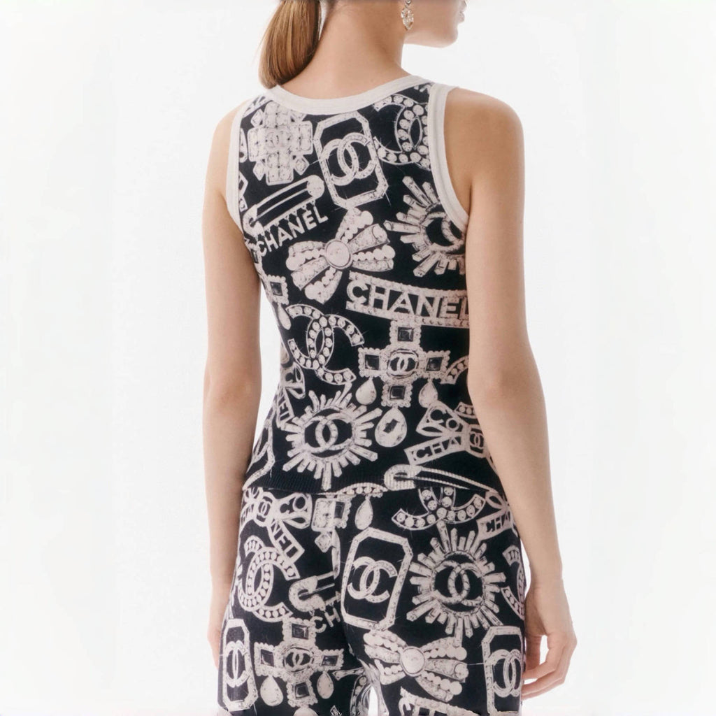 Women's Summer Fashion Trend Pattern Printed Round Neck Sleeveless Straight Top Vest #78413