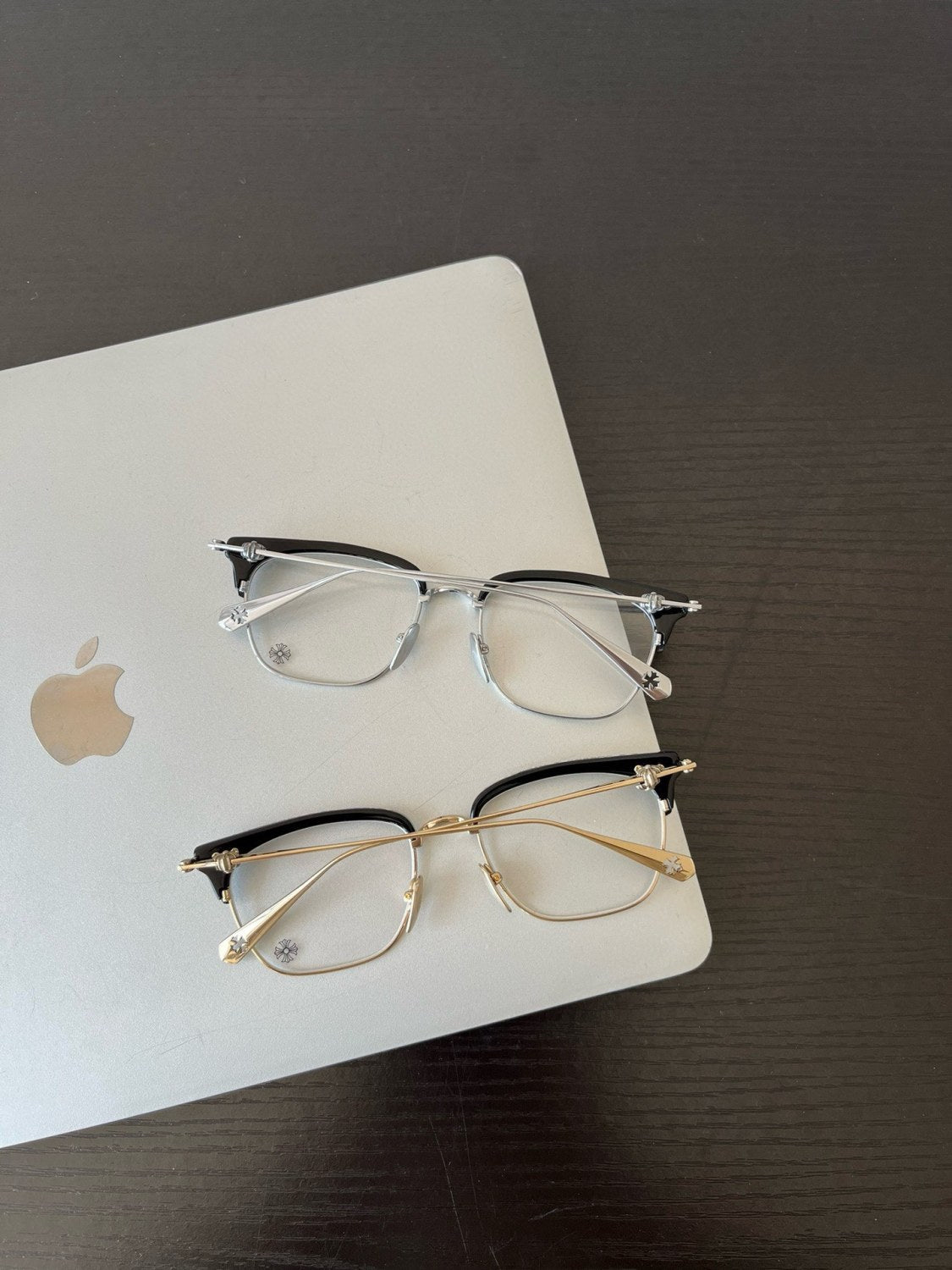 Men's And Women's Silver Crosses Flowers Create Titanium Square Optical Frames Eyeglasses Glasses #73134