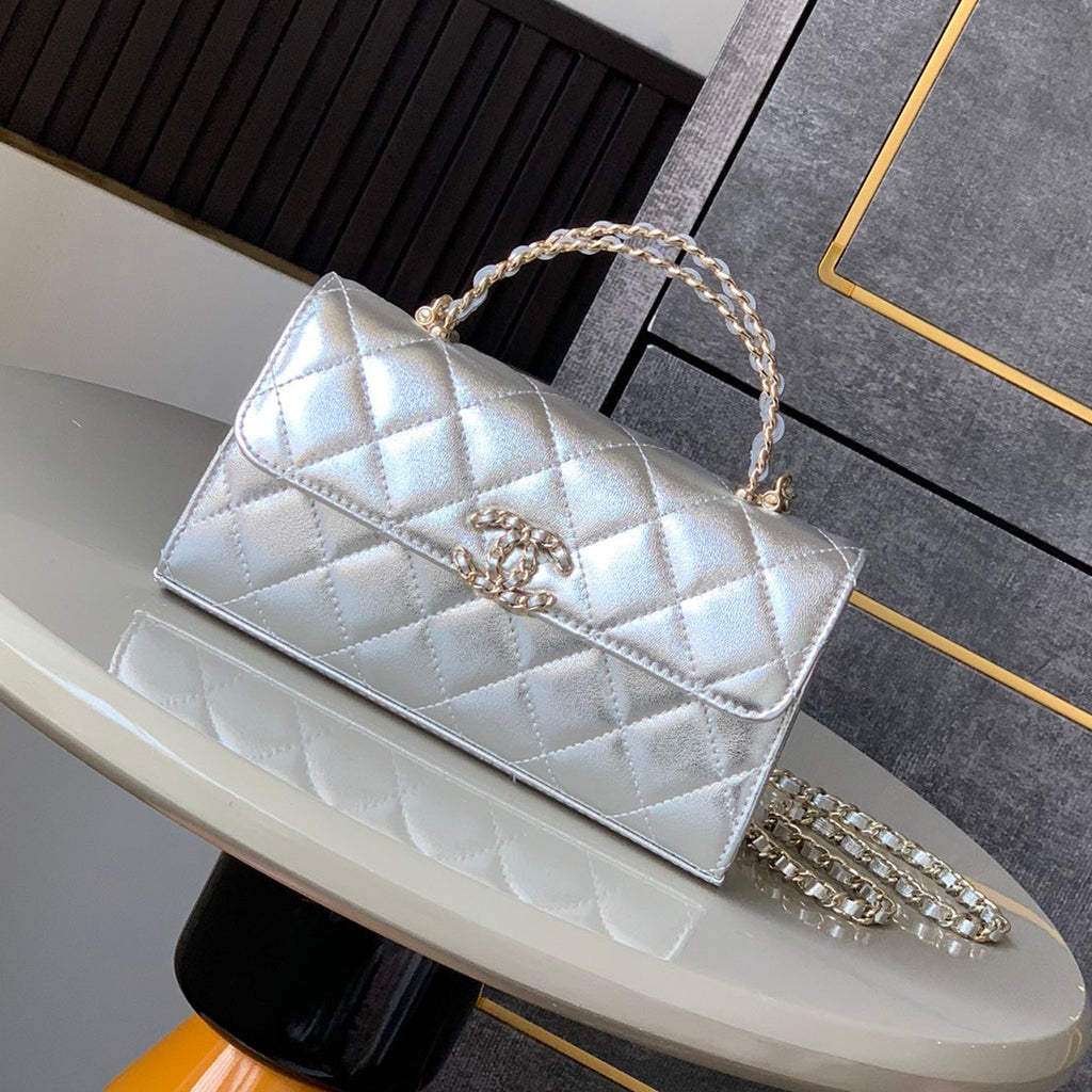 Women's Solid Color Diamond Pattern Chain Shoulder Strap Grain Embossed Leather Flap Bag Single Shoulder Handbag Crossbody Bags #77513