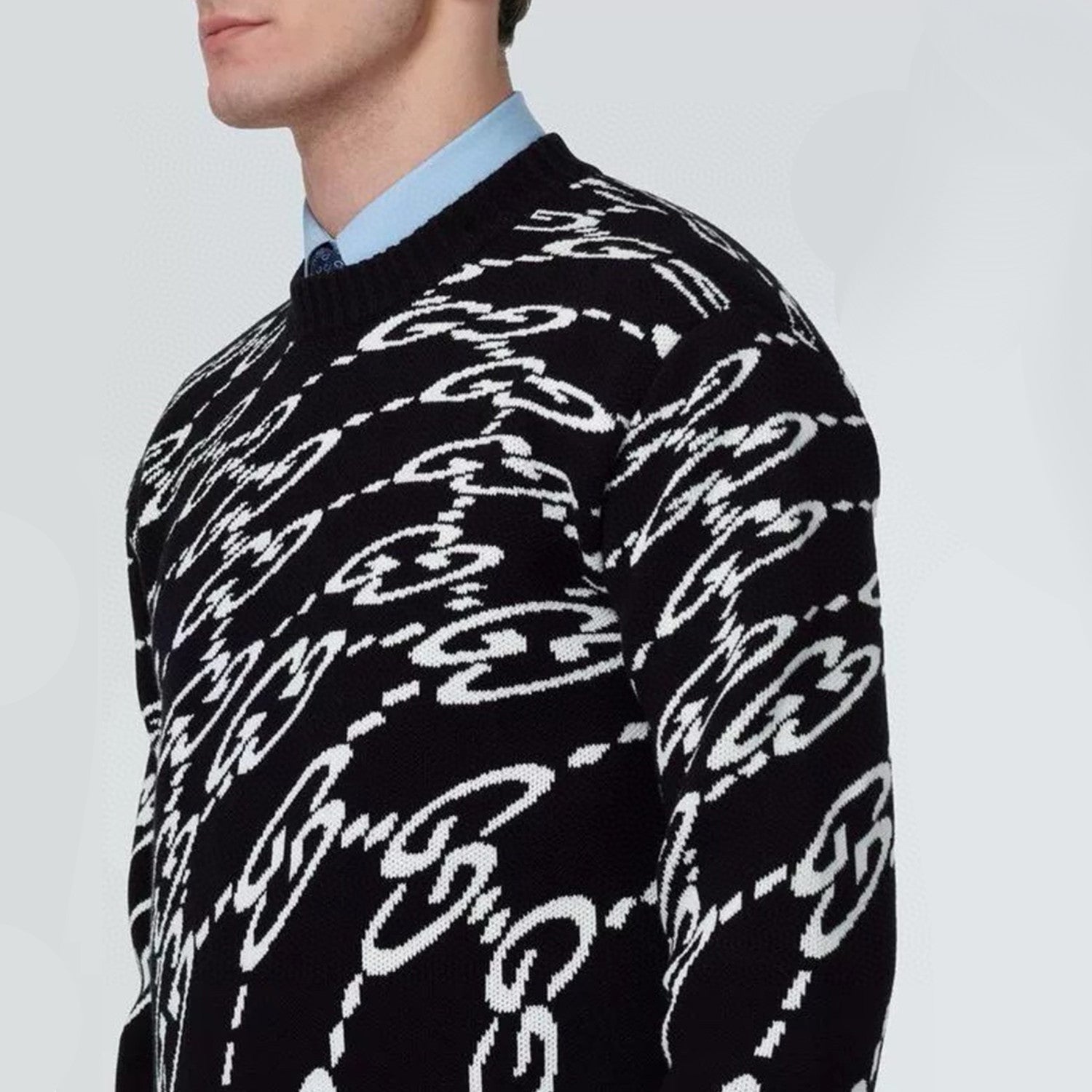 Men's Spring & Autumn Colorblocking Wavy Letter Logo Round Neck Long Sleeve Pullover Knit Sweater #98523