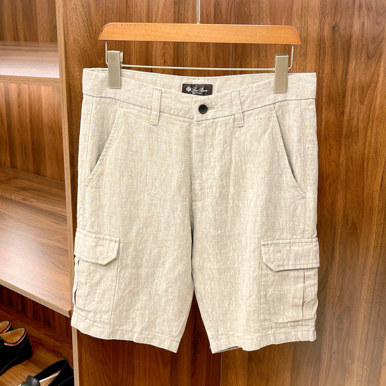 Men's Summer Fashion Retro Solid Linen Multi Pocket Casual Fit Workwear Shorts Ngvp #8512