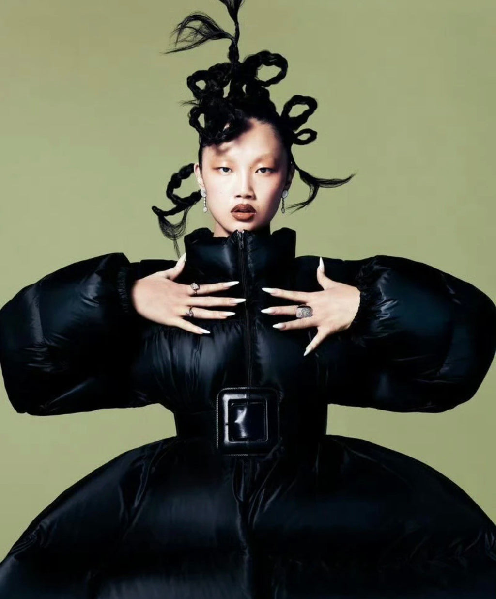 Women's Fall/Winter Hourglass Waist Short Jacket Trendy Fashionable Black Elegant Cotton Coat #194484