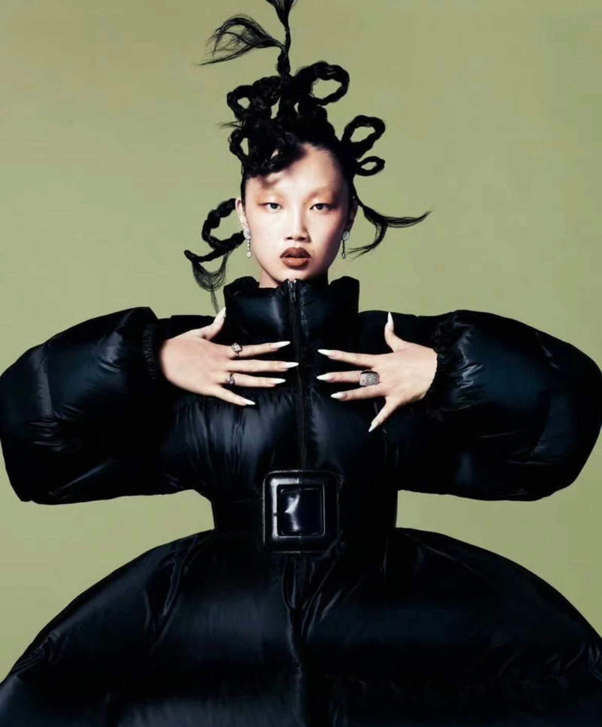 Women's Fall/Winter Hourglass Waist Short Jacket Trendy Fashionable Black Elegant Cotton Coat #194484