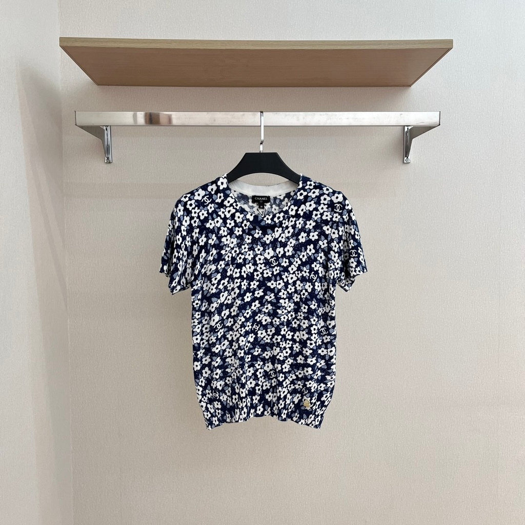 Women's Summer Floral Pattern Printed Round Neck Short Sleeve T-Shirt #736578