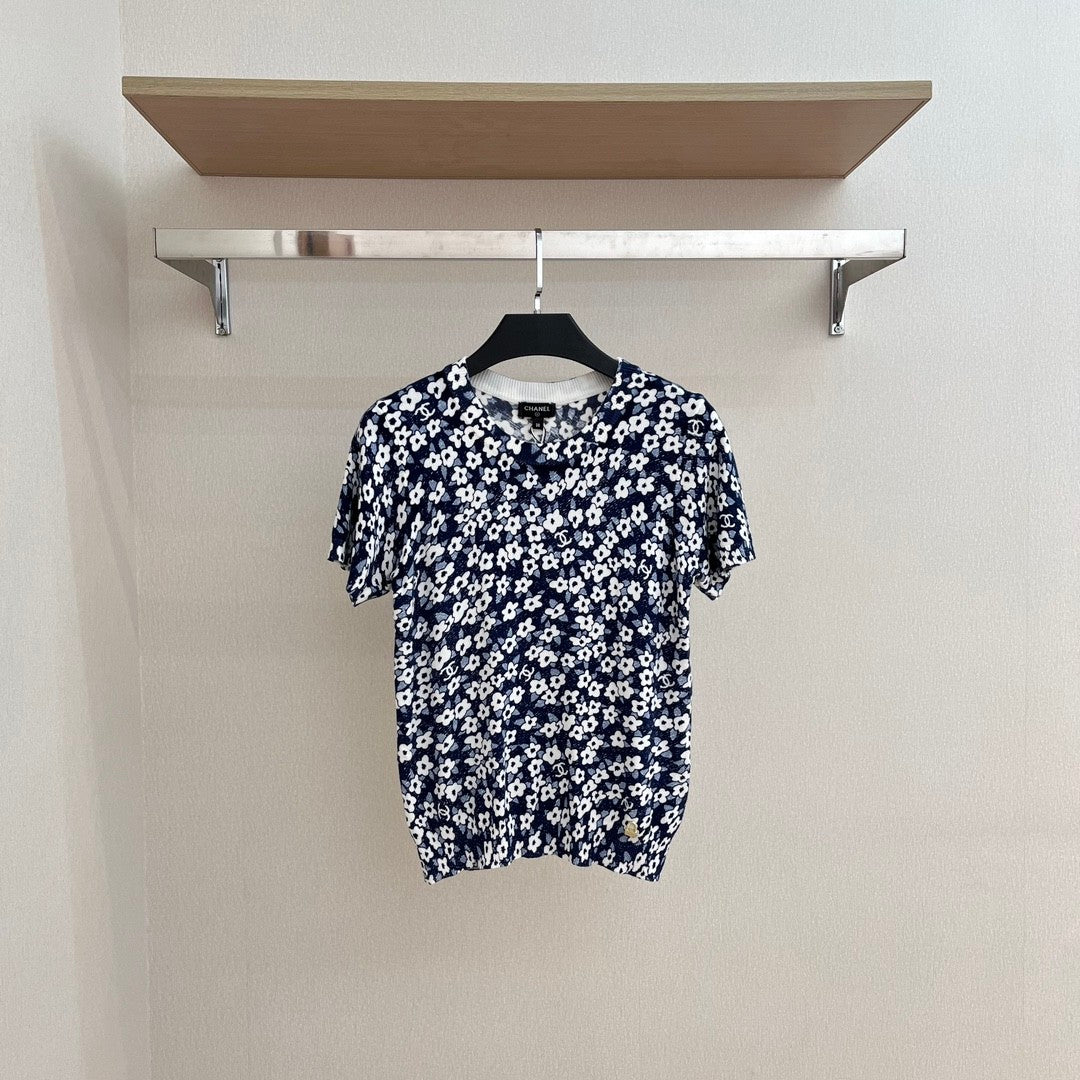 Women's Summer Floral Pattern Printed Round Neck Short Sleeve T-Shirt #736578