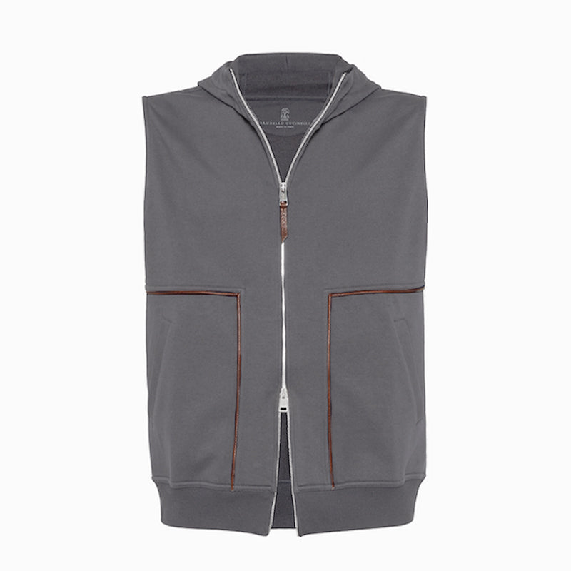 BC Men's Hooded Two-Way Zipper Spring & Autumn Solid Color Cotton Sleeveless Waistcoat Vest Ngvp #1765