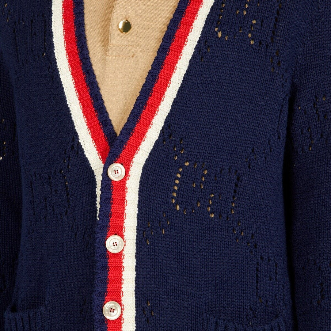 Men's Spring and Autumn Striped Printed Single Breasted Knitted Long Sleeve Sweater Jacket #72921