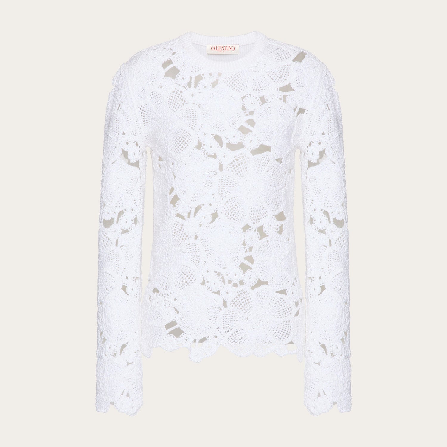 Women's Spring And Winter Knitted Embroidery Hollow Round Neck Cotton Solid Color Long Sleeve Sweater Ngvp #9416